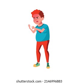 angry overweight boy screaming at enemy on playground cartoon vector. angry overweight boy screaming at enemy on playground character. isolated flat cartoon illustration