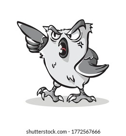 angry owl cartoon premium vector