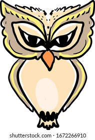 Angry owl, illustration, vector on white background.