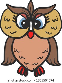 Angry owl, illustration, vector on white background