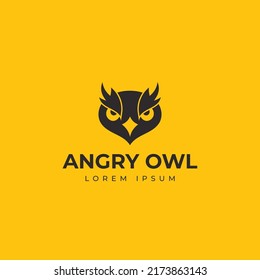 Plantilla de diseño del logotipo de búho enojado