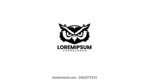 Angry Owl Mascot Black and white Silhouette branding