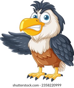 An angry owl standing with one wing open, isolated on a white background