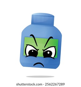 angry paint bottle mascot illustration for design. cute and playful concept. artwork, workspace, tools, artist, creative, and painting themes