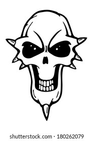 Angry painted skull, vector illustration 