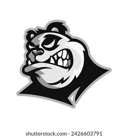 angry panda bear head cartoon mascot