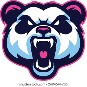 Logotipo de cabeza de oso panda enojado con expresión agresiva para el Equipo deportivo