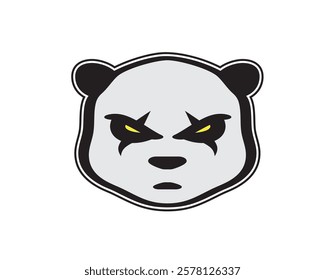 Angry Panda Bear Head Logo with Aggressive Expression for Sports Team. Vector Template Illustration Design. Mascot Brave Bear Logo design any graphic work