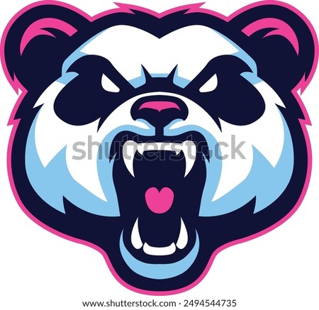 Angry Panda Bear Head Logo with Aggressive Expression for Sports Team
