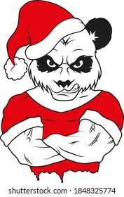 Angry Panda Bear Santa Claus Wearing A Christmas Hat Svg File For Your Design