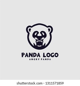 Angry panda bear silhouette Logo design vector template