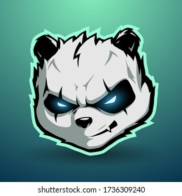 Angry Panda Cartoon Head Illustration