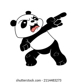 angry panda cartoon illustration posing isolated