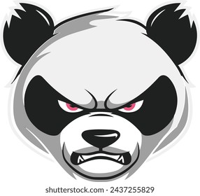 enojado panda cara mascota ilustración vectorial