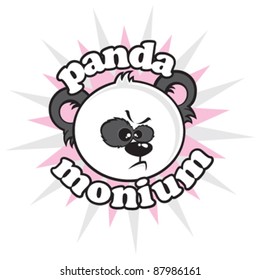 An angry panda frowning and pouting