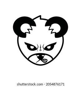 angry panda head logo. black and white. suitable for logo, icon, symbol and sign. outline logotype