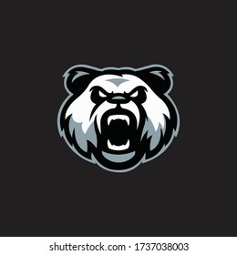 Angry panda head logo design.