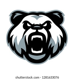 Angry panda head logo mascot template vector illustration