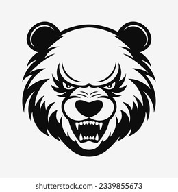 Angry panda head logo. Mascot design. Vector illustration