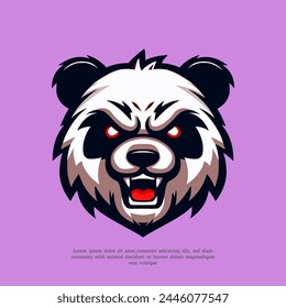 angry panda head logo mascot cartoon illustration