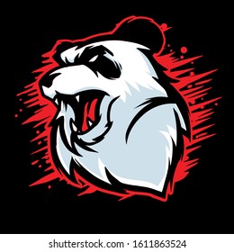 Angry Panda Head Mascot Vector Illustation 