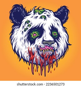 Angry panda head monster illustration vector illustrations for your work logo, merchandise t-shirt, stickers and label designs, poster, greeting cards advertising business company or brands