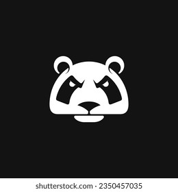 angry panda head simple logo 