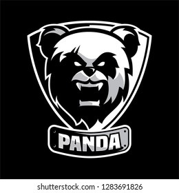 angry panda head vector logo