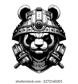 Ilustración de la ilustración de panda enojada con dibujos a mano en blanco y negro