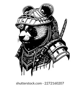 Angry panda illustration logo black and white hand drawn illustration