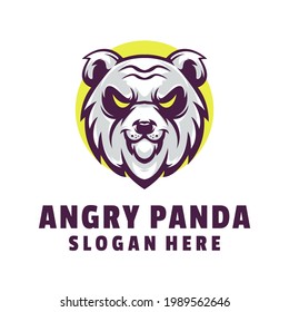 angry panda logo design vector