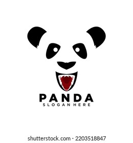 Angry panda logo. angry panda expression illustration vector