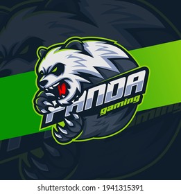 angry panda mascot character for game and esport logo design svg