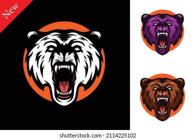 Angry Panda Mascot E-sports gaming vector Logo. Bear head mascot logo.