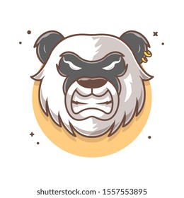 Angry Panda Mascot Vector Icon Illustration. Panda E-Sport Logo, Animal Icon Concept White Isolated. Flat Cartoon Style Suitable for Web Landing Page, Banner, Sticker, Background