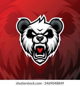 An angry panda with a red background