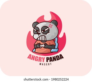 angry panda vector gaming logo for e-sports. online gamer logo for the channel. the best logo for panda gamers. e gamer logo vector. panda vector. animal vector