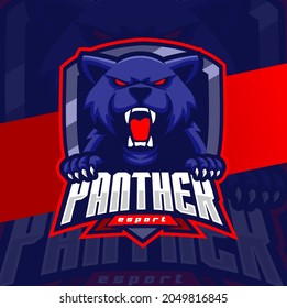 angry panther head mascot esport logo design character for sport and gaming