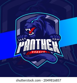 angry panther head mascot esport logo design character for sport and gaming