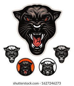 Angry Panther Head Vector Emblem With Four Variations.