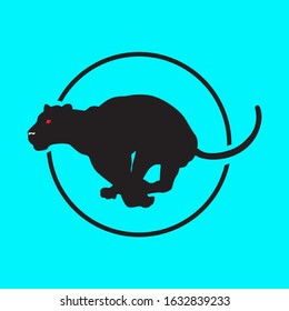Angry panther head vector illustration. Simple black panther head. Panther logo and mascot