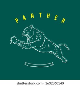Angry panther head vector illustration. Simple black panther head. Panther logo and mascot