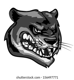 Angry Panther mascot. Monochrome version.