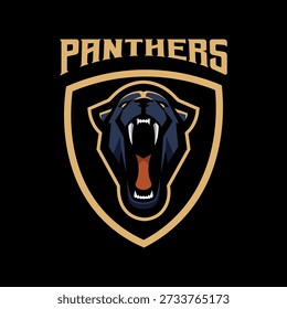 Pantera irritada estourando um design de logotipo para uma equipe esportiva