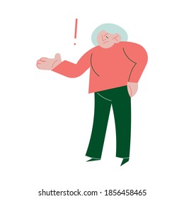 Angry parent or grandparent standing, shouting, quarelling and having conflict with teenager offspring