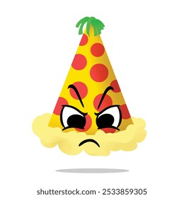 angry party hat mascot illustrations character design. new year, anniversary birthday and celebration concept. decorations and event themes