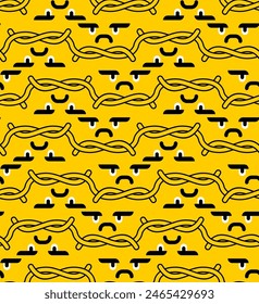 Angry Pattern seamless. Unhappy face Background. Aggressive emoji ornament