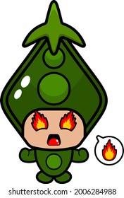 angry pea mascot costume character cartoon vector with burning eyes