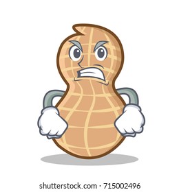 Angry peanut character cartoon style