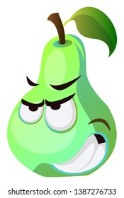Angry pear cartoon face illustration vector on white background